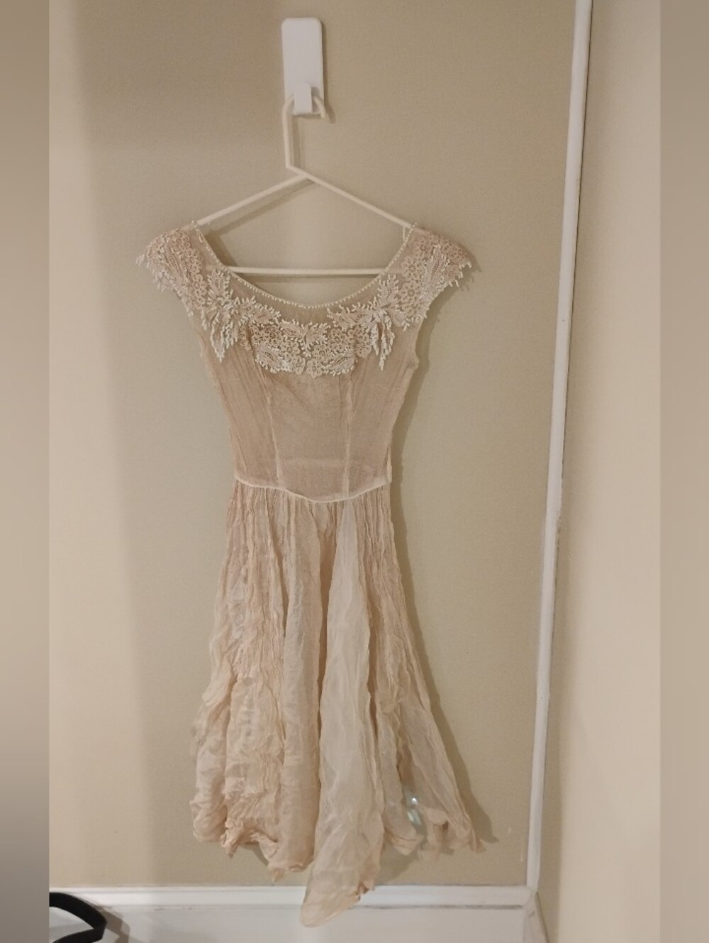 VIntage 1950s Beaded Sheer Cap Sleeve Fit Flare Dress